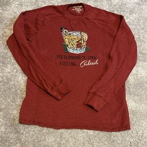 Lucky Brand Burgundy Long Sleeve Tee